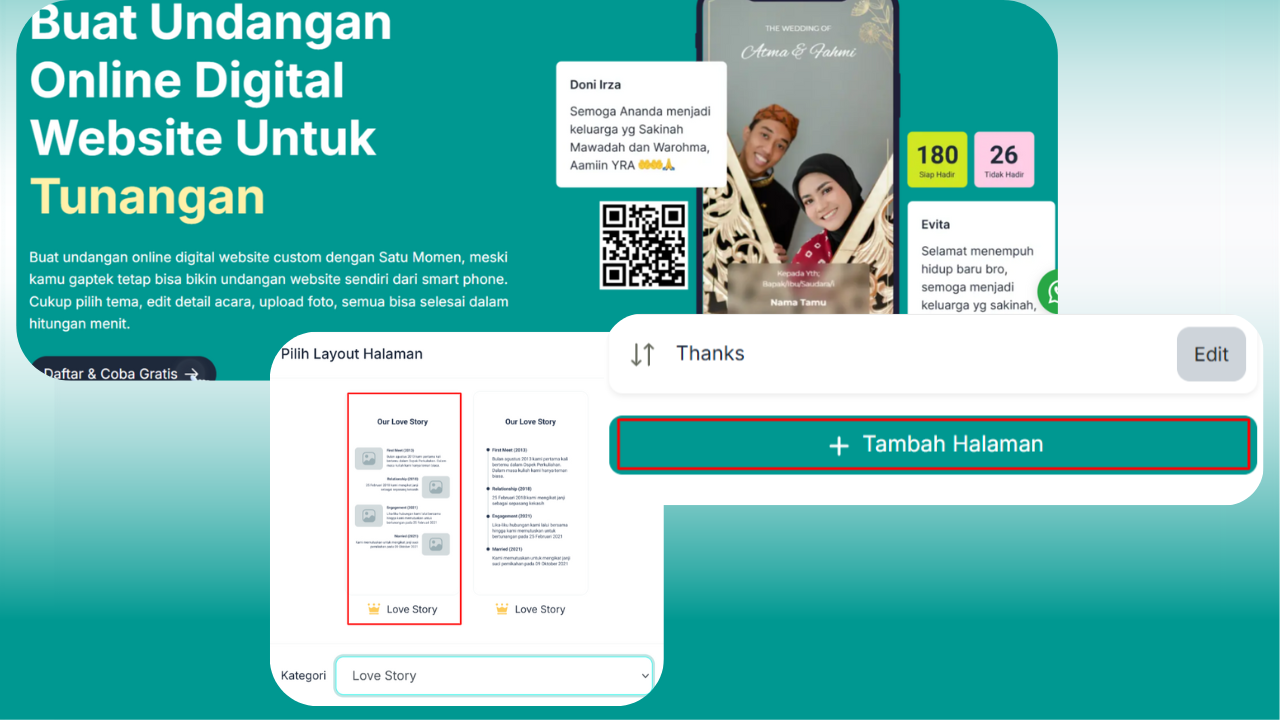 Cara Menambahkan Slide Halaman Undangan Website Satu Momen