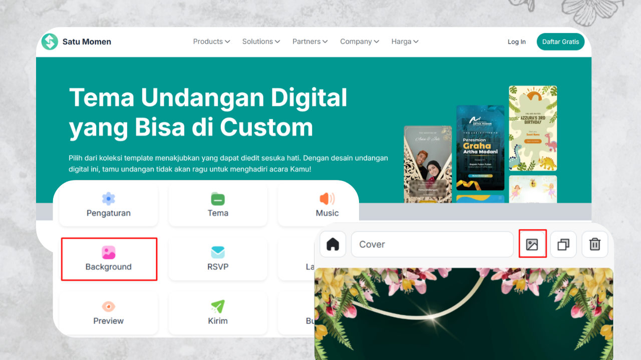 Cara Ubah Baground Undangan Website Satu Momen