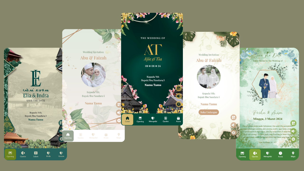 Tema Undangan Digital Nuansa Hijau di Satu momen yang Elegan & Menawan