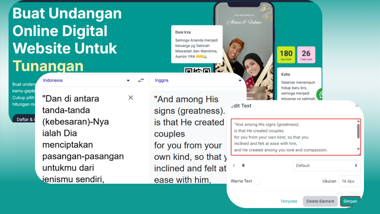 Panduan Mengubah Bahasa Undangan Digital Satu Momen ke Bahasa Inggris