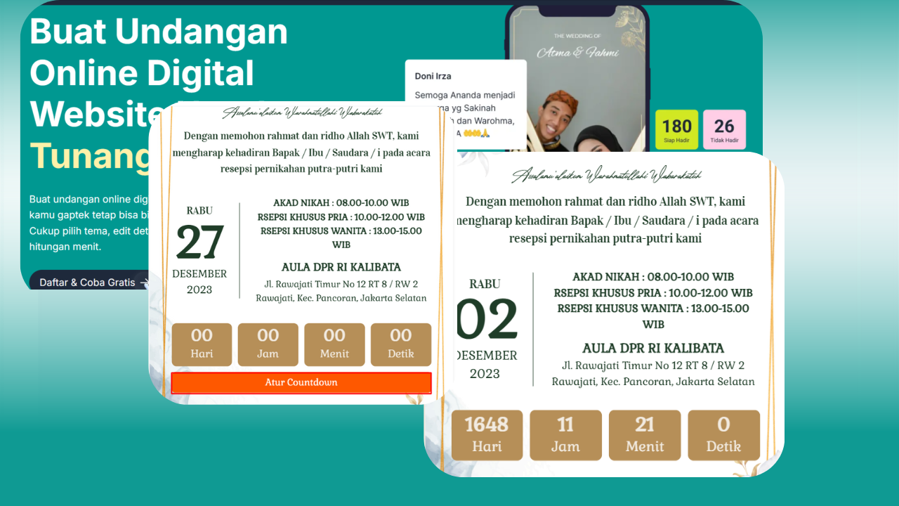 Cara Menambahkan Fitur Countdown di Undangan Digital Satu Momen