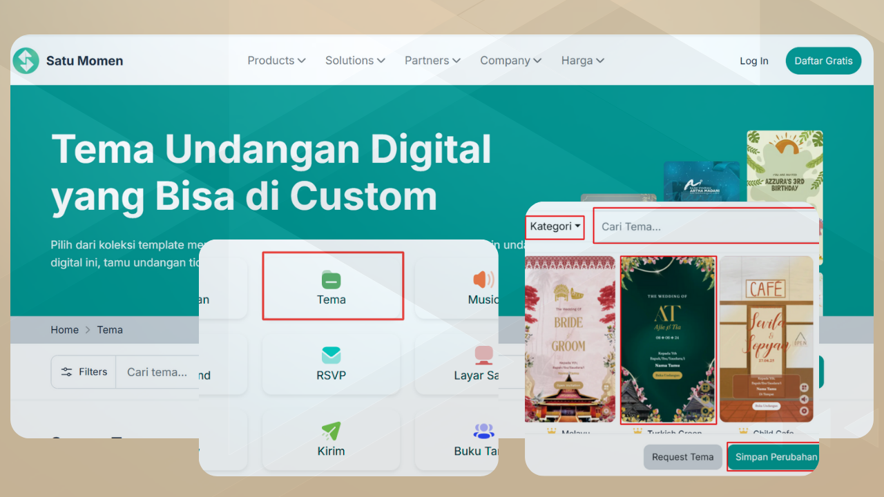 Cara Ubah Tema Undangan Website Satu Momen